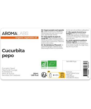 Aroma Labs - Organic Pumpkin Seeds - Virgin and AB Certified Vegetable Oil - 50 mL - Buy Online on GoSupps.com