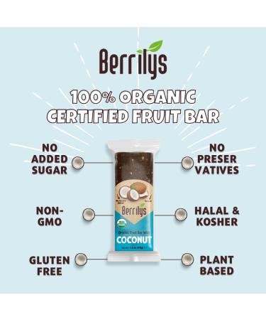 Berrilys Organic Energy Bar with Coconut 1.6oz x 15 Bars | USDA Organic Certified | Kids' Snack without Pesticides, Additives, or GMOs - Buy Online on GoSupps.com