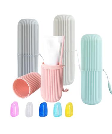Tecki 9 -Set Travel toothbrush etui - 4* toothbrushes case + 5* toothbrush protective cap traveling essentials toothbrush cup plastic for toothbrushes and toothpaste suitable for electrical toothbrushes