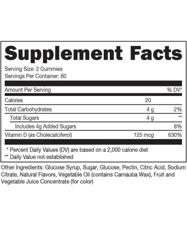 Bucked Up Vitamin D3 125mcg 120 Gummies - Essential Immune Support - Buy Online on GoSupps.com
