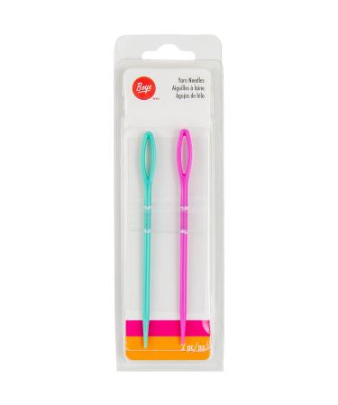 Boye 42-40037 Large Plastic Yarn Needles for Crocheting and Sewing  Teal and Pink  2pcs Large Plastic Needle