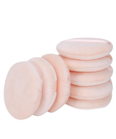 Senkary 8 Pack Cotton Powder Puffs 2.36 Inch Soft Makeup Puff Pads for Loose Face Foundation Powder, Beige 2.36 Inch (Pack of 8)