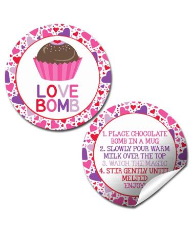 Love Bomb Heart Themed Hot Cocoa Bomb Sticker Labels for Valentine's Day  Total of 40 2 Circle Stickers (20 sets of 2) by AmandaCreation