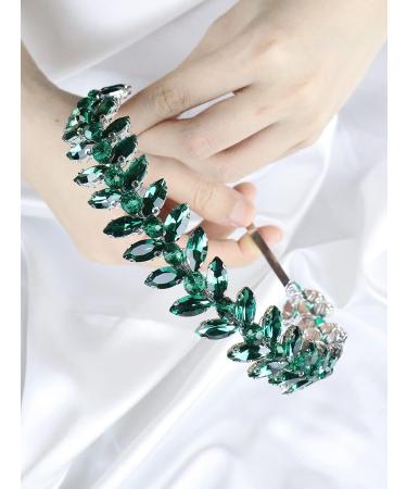 Brihasory Green Rhinestone Headband | Wedding Hair Accessories for Brides | Tiaras for Women and Girls | Goddess Costume Hair Decoration | Prom Bridesmaid Gifts - Buy Online on GoSupps.com
