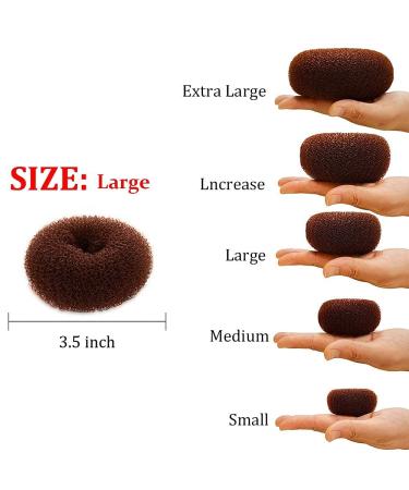 Hair Donut Bun Maker 2PCS - Large Ring Style Chignon Doughnut Shaper for Thick & Long Hair - 3.5 Inch Brown (Pack of 2) - Buy Online on GoSupps.com