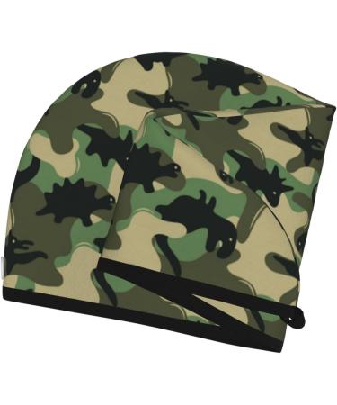 Hair Towel Wrap with Button - Quick Drying Towel Turban for Kids & Adults (Camouflage Dinosaur Design - Buy Online on GoSupps.com