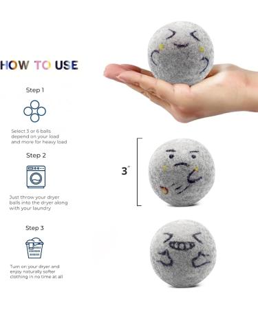 Buy XL Wool Dryer Balls - Natural Fabric Softener Reduces Wrinkles & Drying Time (Pack of 6) | Eco-Friendly Laundry Solution - Buy Online on GoSupps.com