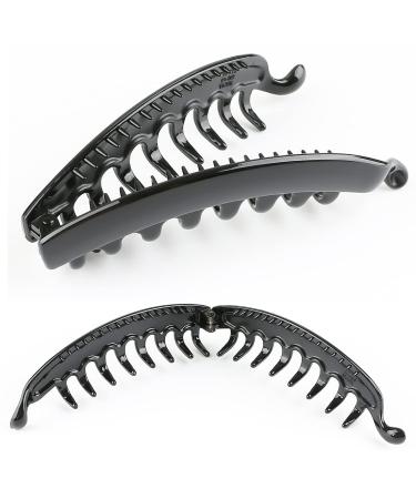 Androxeda Large Hair Clips for Women High-Quality Banana Clasp Ponytail Holders (Black & Brown) | Perfect Volume & Durability - Buy Online on GoSupps.com