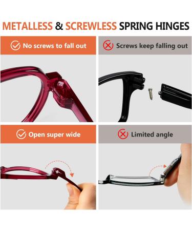Eyekepper Pilot Reading Glasses - 6 Pack Oversized Metalless +1.25 with Spring Hinges - Stylish & Comfortable Double Hinges - Buy Online on GoSupps.com