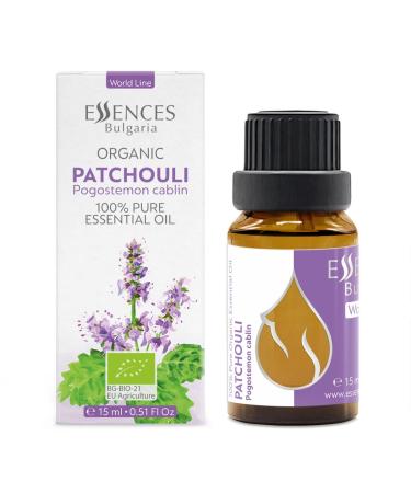 Essences Bulgaria Organic Patchouli Essential Oil 15ml | Pogostemon cablin | 100% Pure and Natural | Undiluted | Therapeutic Grade | Aromatherapy | Cosmetics | Cruelty Free | Non-GMO Patchouli 15.00 ml (Pack of 1)