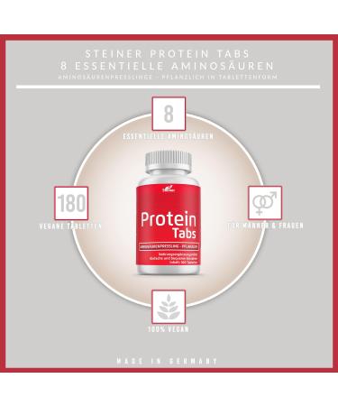 Buy Vegan Protein Tabs - 180 Lupin Protein Tablets | 8 Essential Amino Acids | Paleo Keto Atkins Friendly | Made in Germany - Buy Online on GoSupps.com