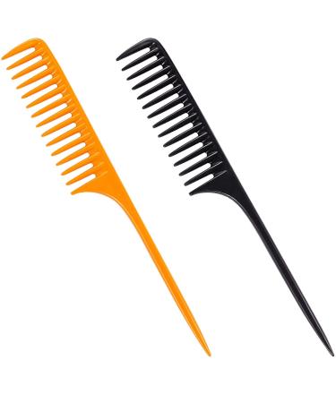 2Packs Wide Tooth Comb Rat Tail Combs for Wet Curly Hair Premium Detangling Hair Brush Shower Comb Anti Static Heat Resistant Teasing Combs Styling Comb Set for Women Men Fit for All Kinds of Hair