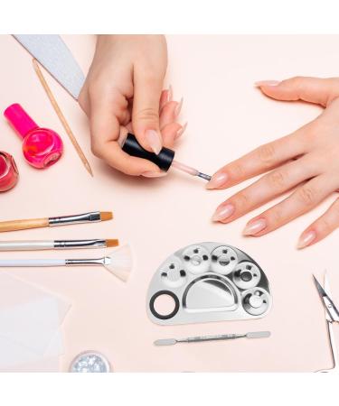 Palette de M lange pour Ongles et Spatule en M tal 2 Pi ces Plateau Compact Semi-Circulaire en Acier Inoxydable Outil Nail Art pour Usage Salon et Application Cosm tiques - Buy Online on GoSupps.com