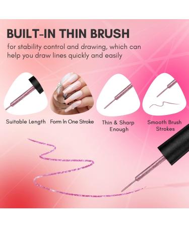 Makartt 6 Colors Nail Liner Gel Nail Polish Set Nails Liner Gel Paint for Nail Painting Soak Off UV Liner Gel DIY Design Manicure Drawing Kit Pink Colors - Buy Online on GoSupps.com