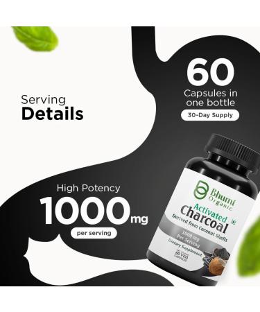 Bhumi Organic Coconut Based Activated Charcoal 500 mg 60 Veg.Capsules  - Buy Online on GoSupps.com