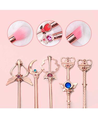 Sailormoon Makeup Brush Set with Pouch | Rose Gold Cosmetic Brushes & Gems - MJ-155 - Buy Online on GoSupps.com