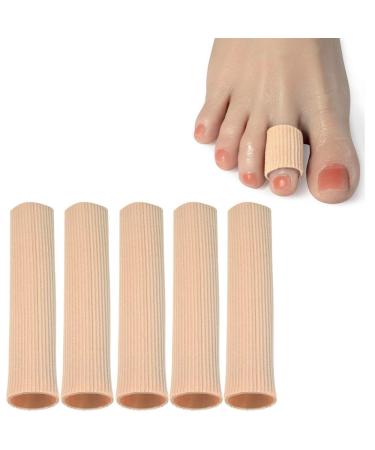 Cuttable Toe Tubes Sleeves 5 Pack, Made of Elastic Fabric Lined with Silicone Gel. Toe Sleeve Protectors Relief Toe Pressure Pain, Corn and Calluses Remover For Medium Toe 3.93 Inch (Pack of 5)