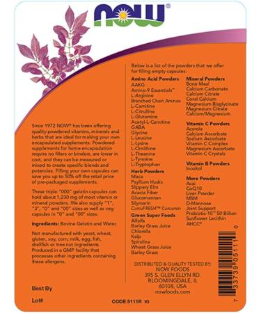 Now Foods Triple 000 Gelatin Capsules - 200 Empty Gel Caps for Supplements - Buy Online on GoSupps.com