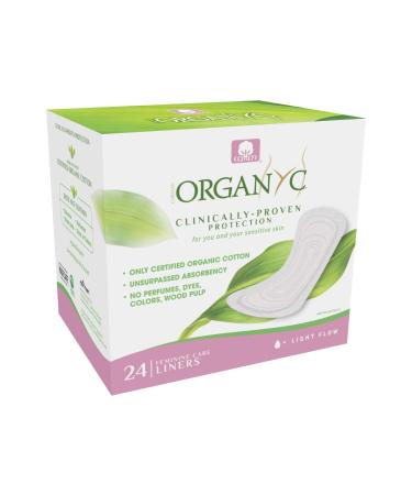Organyc 100% Certified Organic Cotton Folded Panty Liner, Light Flow No Artificial Flavor, 24 Count 24 Count (Pack of 1) Light Flow (Folded)