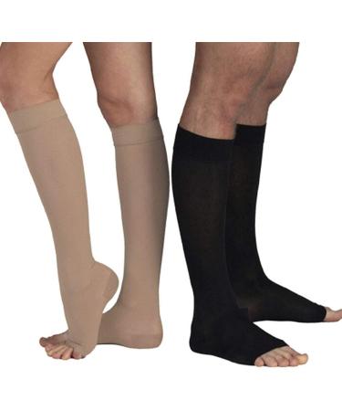 Alexander1 Open Toe Compression Socks for Women - Knee High 20-30 mmHg Support for Varicose Veins & Edema - XXL Skin Color - Buy Online on GoSupps.com