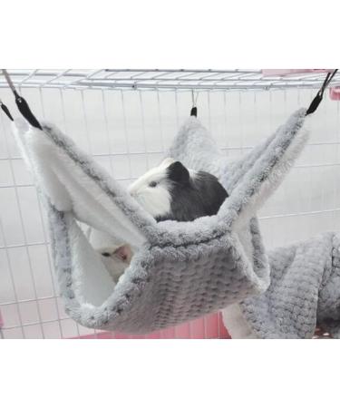 Small Animal Hammock Ferret Sugar Glider Double Layer Bed Cage Warm Plush Hanging Hammock Bed Hideaway for Hamster Guinea Pig Rat Ferret Chinchilla (Grey) - Buy Online on GoSupps.com