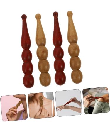 Beaupretty 4-Piece Pearl Massage Stick & Roller Set | Wooden Acupuncture Massage Tools for Body Relaxation | Red Pearl & Fragrant Wood Accessories - Buy Online on GoSupps.com