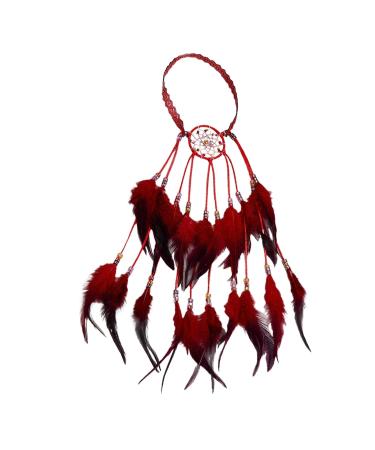 Buy Red Boho Feder Headband - Sequin Hippie Hair Jewelry for Women & Girls | Festival Party Headdress - Buy Online on GoSupps.com