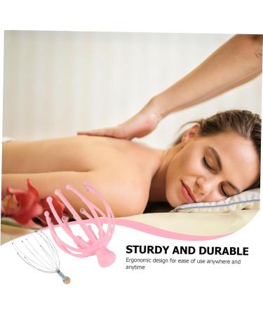 Frcolor Handheld Head Massager - Acupuncture Steel Tool for Ultimate Relaxation | Braided Spa Head Gripper with Wooden Beads in Pink - Buy Online on GoSupps.com