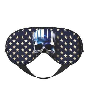 Blue Stripe Stars Skull Mask for Deep Sleep & Relaxation - Adjustable Soft & Breathable Blindfold for Travel Meditation & More