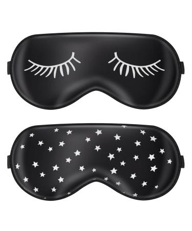 Fuyamp 2 pieces sleep mask light blocking night mask silk eye mask for men women children soft eye mask adjustable bands.