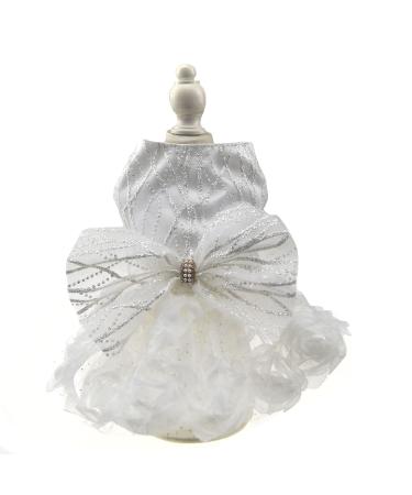 Fladorepet dog wedding dress white rose princess dress tutu rock loop dog luxurious formal party birthday bridal costume for small dogs (XS white) X-Small white