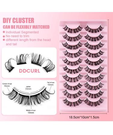 AMSDCN 10 Pairs Natural Cluster D Curly Lashes Multipack | DIY Wispy False Eyelashes | Individual 3D Mink Strips Extensions - Buy Online on GoSupps.com
