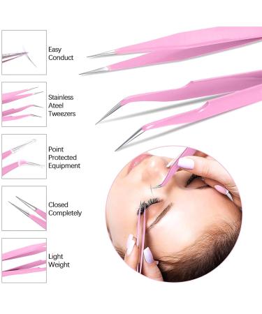 2 Pack Eyelash Tweezers - Stainless Steel Straight & Curved Tip for Eyelash Extensions | International Shipping Available - Buy Online on GoSupps.com