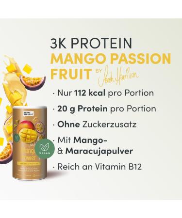 SHAPE REPUBLIC Vegan Protein Powder 3K - Mango & Passionfruit Flavor - Sustainable Muscle Building with Vitamin B12 - Buy Online on GoSupps.com