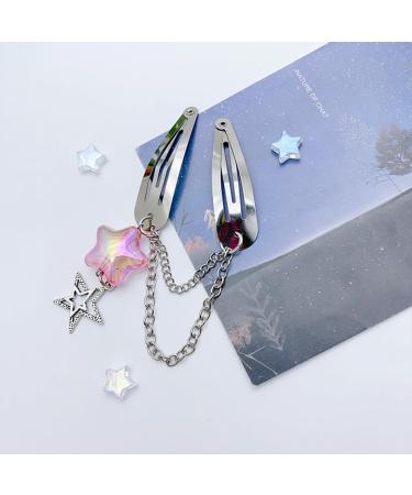 hgnxa Star Chain Pendent Hair Clip Hairpin with Pentastar Decoration Colorful Hair Barrette for Girls Style Ornaments Blue - Buy Online on GoSupps.com