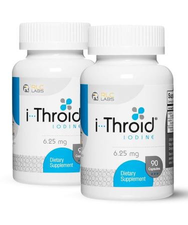 RLC Labs i-Throid 6.25 mg - Thyroid Supplements for Hypothyroidism Iodide Supplements for Thyroid Support Healthy Metabolism Thyroid Support for Women and Men - 90 Vegetarian Capsules (Pack of 2) 90 Count (Pack of 2)
