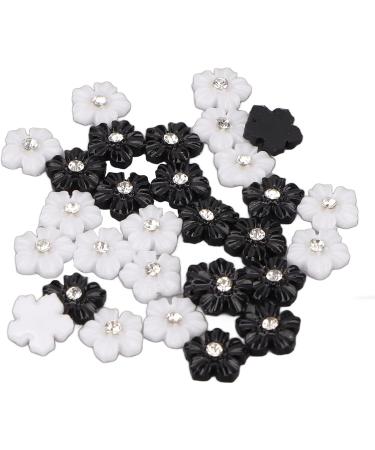 3D Flower Nail Art Decorations Black White DIY Nail Decoration with Resin Material - Buy Online on GoSupps.com