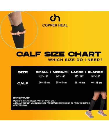 COPPER HEAL Calf Compression Sleeves - 1 Pair for Muscle Strains | International Shipping Available - Buy Online on GoSupps.com