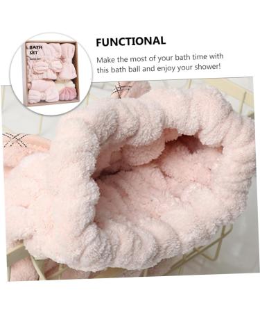 AUTSUPPL 1 Set Dry Hair Towel Set Fast Drying Hair Bathroom Shower Ball Body Sponge Twisted Yarn Pink - Buy Online on GoSupps.com