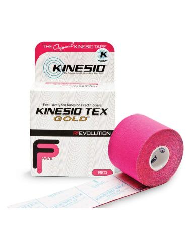 Kinesio Taping - Elastic Therapeutic Athletic Tape Tex Gold FP - Red  2 in. x 13 ft 2 Inch x 16.4 Feet (Pack of 1) Tape Red (Pink)