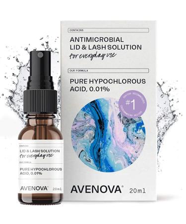 Avenova Eyelid and Eyelash Cleanser Spray - Dry Eye Relief With Pure Hypochlorous Acid, Gentle Everyday Lash Cleanser For Blepharitis Irritation and Stye Treatment, FDA Cleared Formula, 20mL (0.68oz)