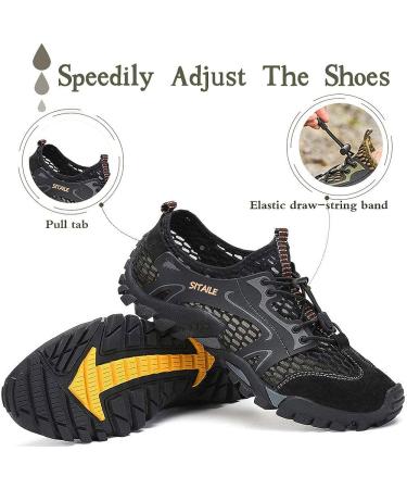 SITAILE Water Shoes - Quick Dry Barefoot Aqua Swim Shoes for Men and Women - Beach, Pool, Hiking, Walking - Black - Size 12 Women/10 Men - Buy Online on GoSupps.com