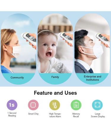 Touchless Digital Infrared Thermometer for Adults and Kids - LCD Screen, Memory Recall, Fever Alarm - White - Buy Online on GoSupps.com