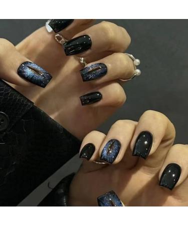 Temperament enhancement nail black wearing nail patch nail short explosive flash finished products handmade detachable students (10 pieces)(S) - Buy Online on GoSupps.com