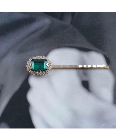 Inilbran Vintage Emerald Crystal Hair Clips Emerald Rhinestone Hair Pins Barrettes Green Crystal Hairpin Barrette Shiny Cz Hair Pins Hairclip Decorative Bobby Pins Crystal Wedding Hairclip(Dark Green) - Buy Online on GoSupps.com