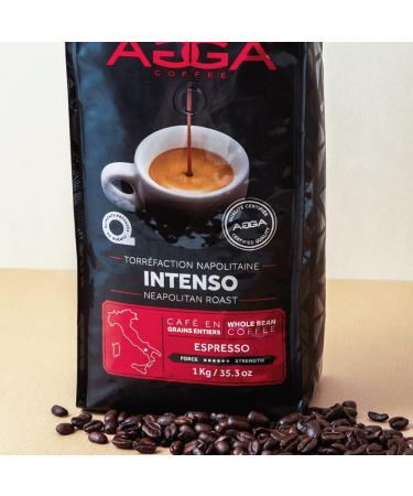 Caf Agga - Espresso Intenso Whole Bean Coffee - 100% Arabica Neapolitan Roast Gourmet Coffee - BRCGS & Kosher Certified - 5/6 Intensity Sophisticated and Rich Coffee - 1 Kg (2.2 lbs) Espresso Intenso 1 kg (Pack of 1) - Buy Online on GoSupps.com