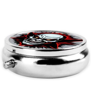 Red and Black Evil Ghost Round Pill Box - 3 Compartment Portable Travel Organizer - Buy Online on GoSupps.com