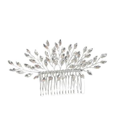 Angoily Hair Comb Pearl Hair Barrettes Hair Accessories for Bride Leaves Headpiece Flower Hair Clips for Women Crystal Hair Accessories Rhinestone Hair The Flowers Women's Iron