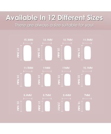 Square French False Nails 24Pcs with Flower Pattern - Short Acrylic Stick on Nails for Women - Black Gradient Fake Nails - Buy Online on GoSupps.com