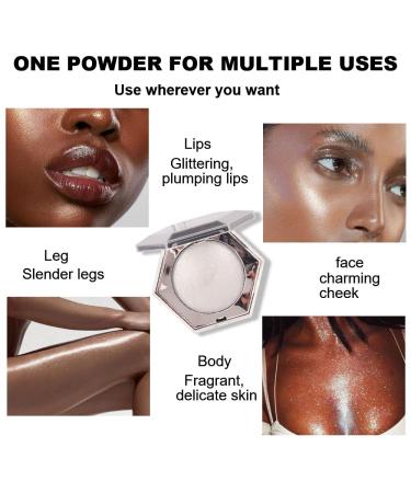 Pearl White Shimmer Glitter Highlighter Makeup Contour Powder - Face Illuminator with Glitter Sparkles - Shiny Silver - Buy Online on GoSupps.com